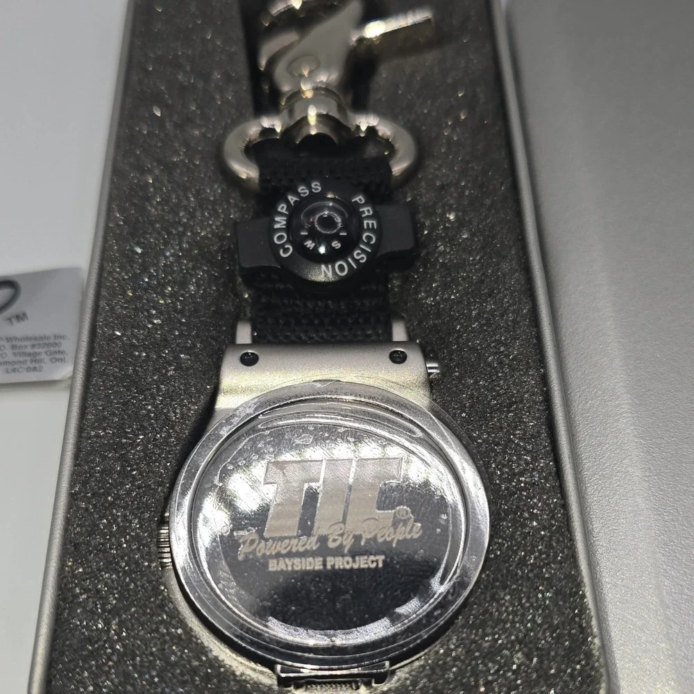 ESP Key Ring Watch Carabiner Compass Silver Case Japan Movt Stainless Steel
